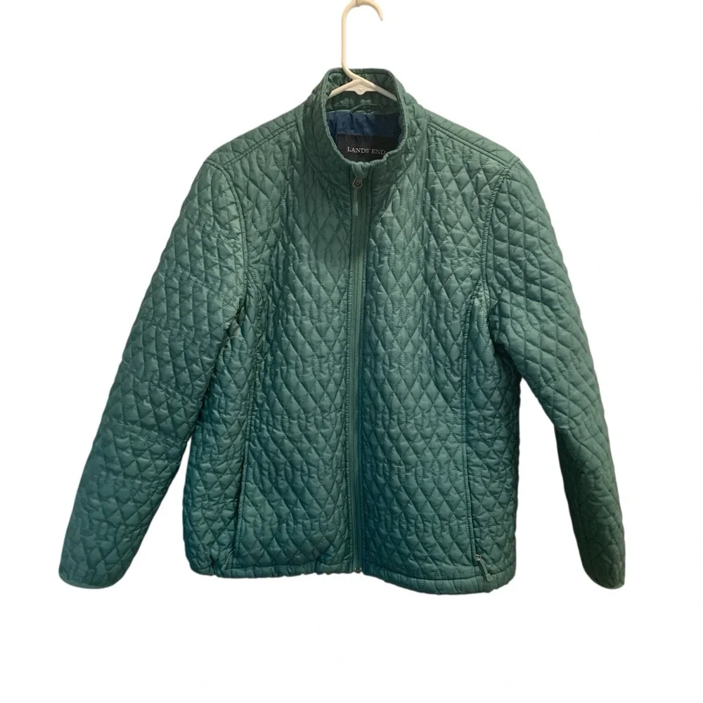 Lands End Quilted Puffer Packable Jacket in Teal Large Petite
